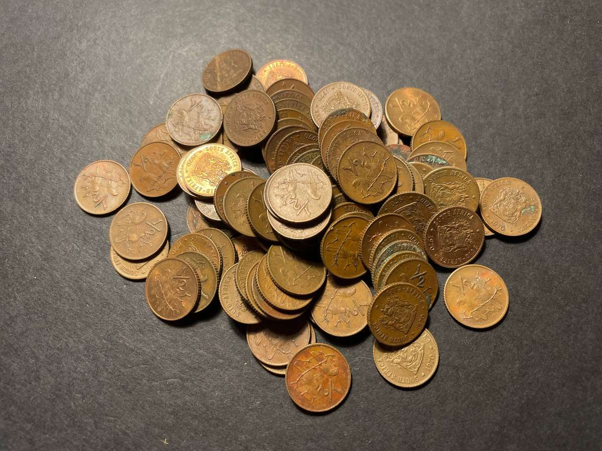 1970 South African bronze 1/2 cent coin - 100 available