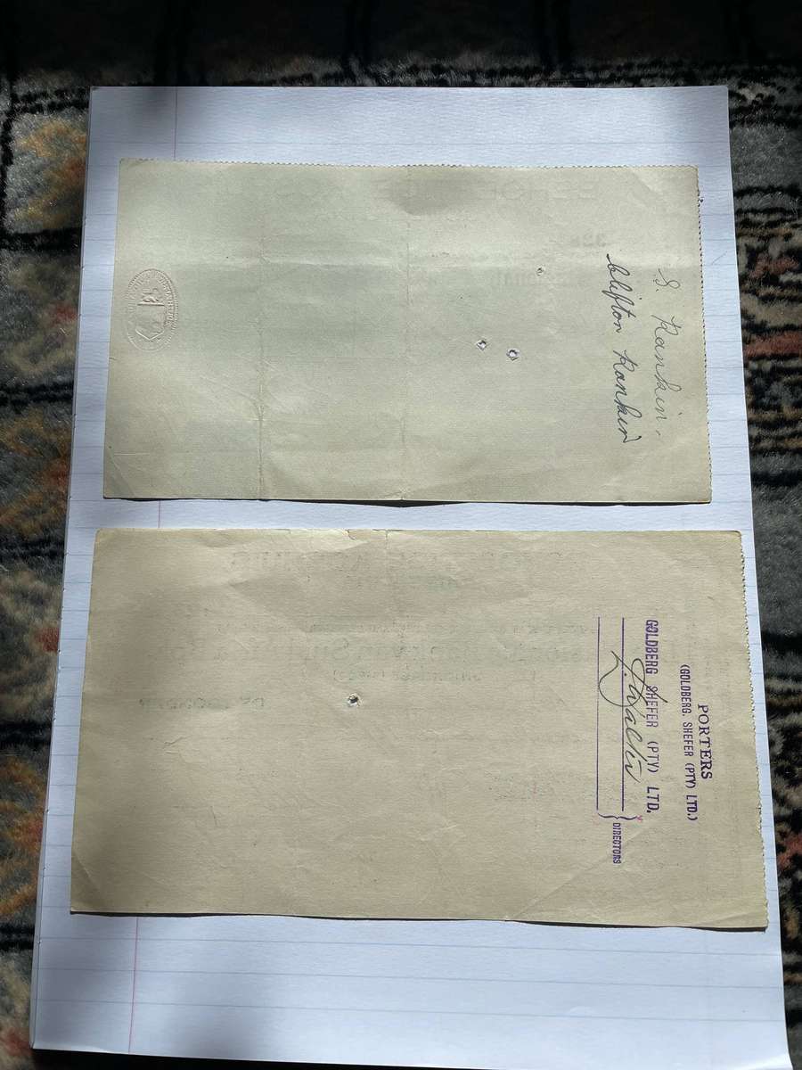 Spelling error! - Set of two South African cheques, one with the error and one without - lot 1 of 2