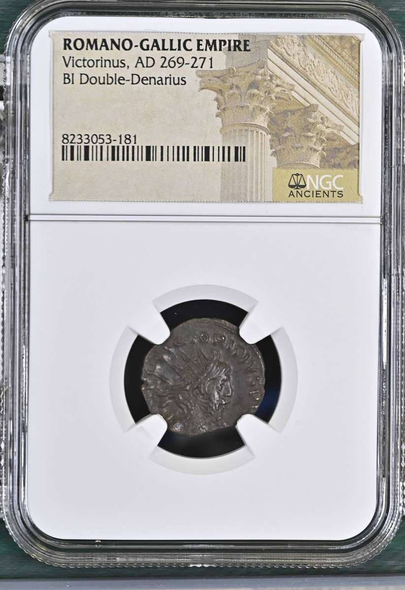 Ancient Roman Emperor Victorinus 2-denarii coin minted between 269 and 271 AD - NGC slabbed