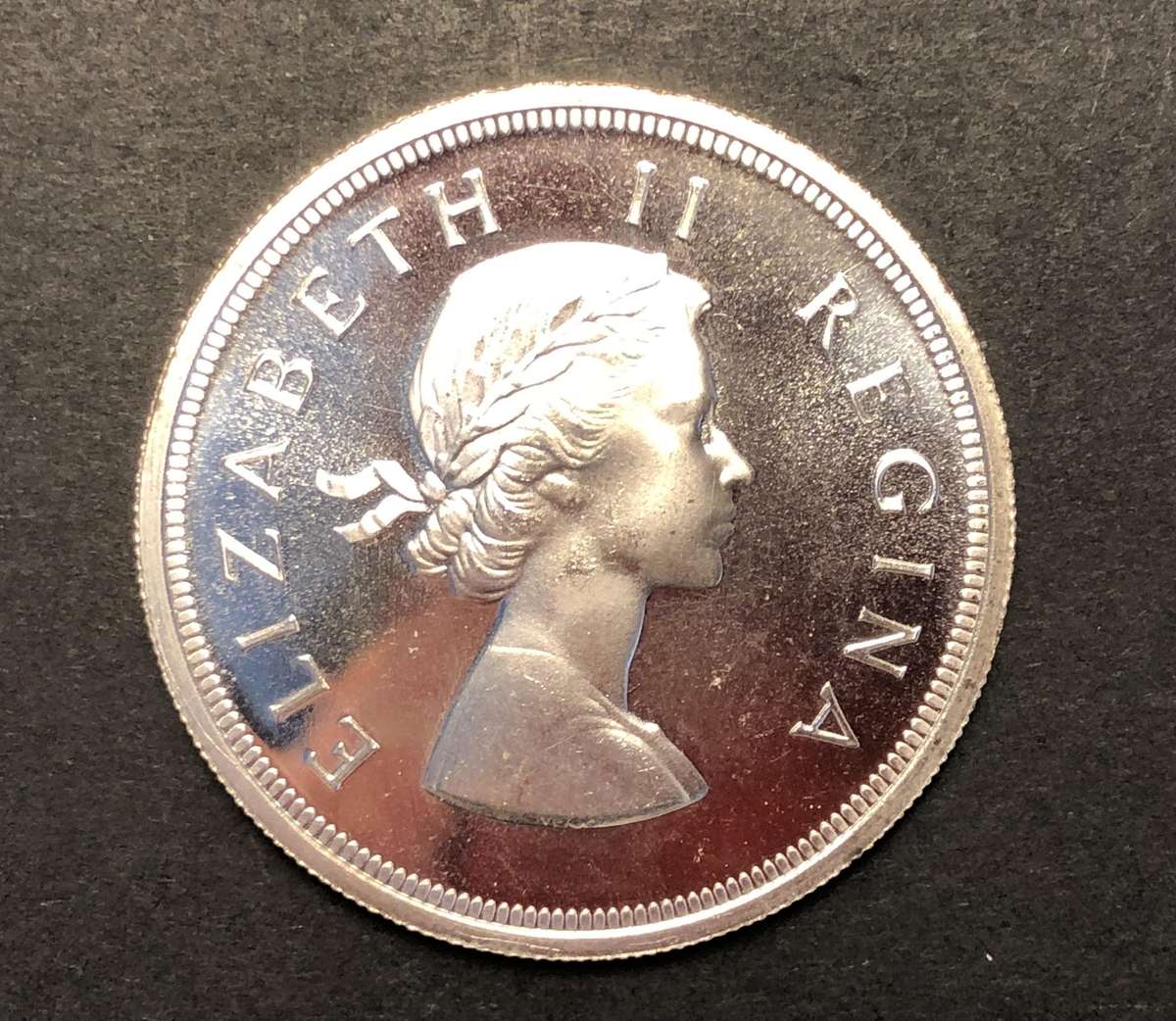 Brilliant Proof 1954 SA Union silver 5 shillings (crown) coin - Rare date