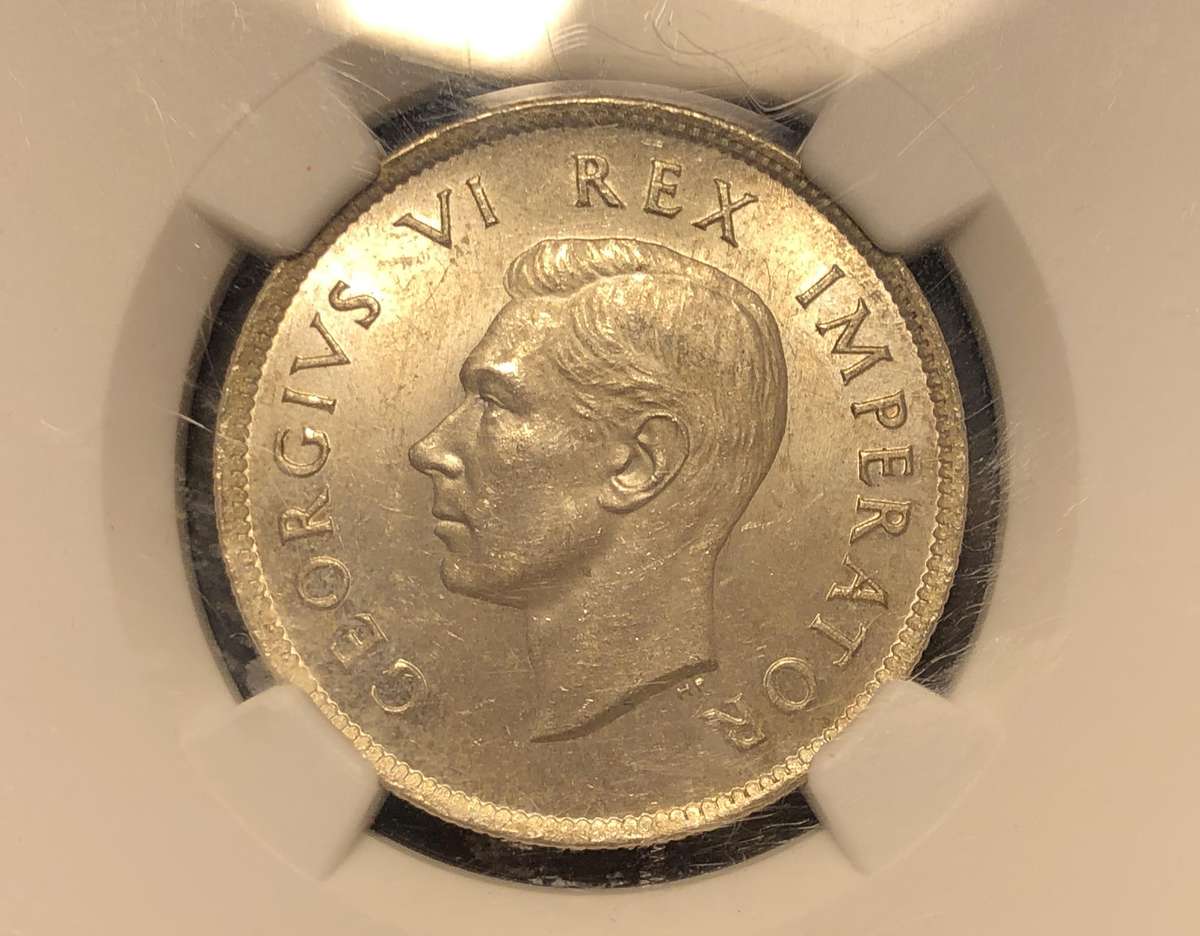 Very nice 1941 SA Union silver 2 shilling coin graded MS63 by NGC