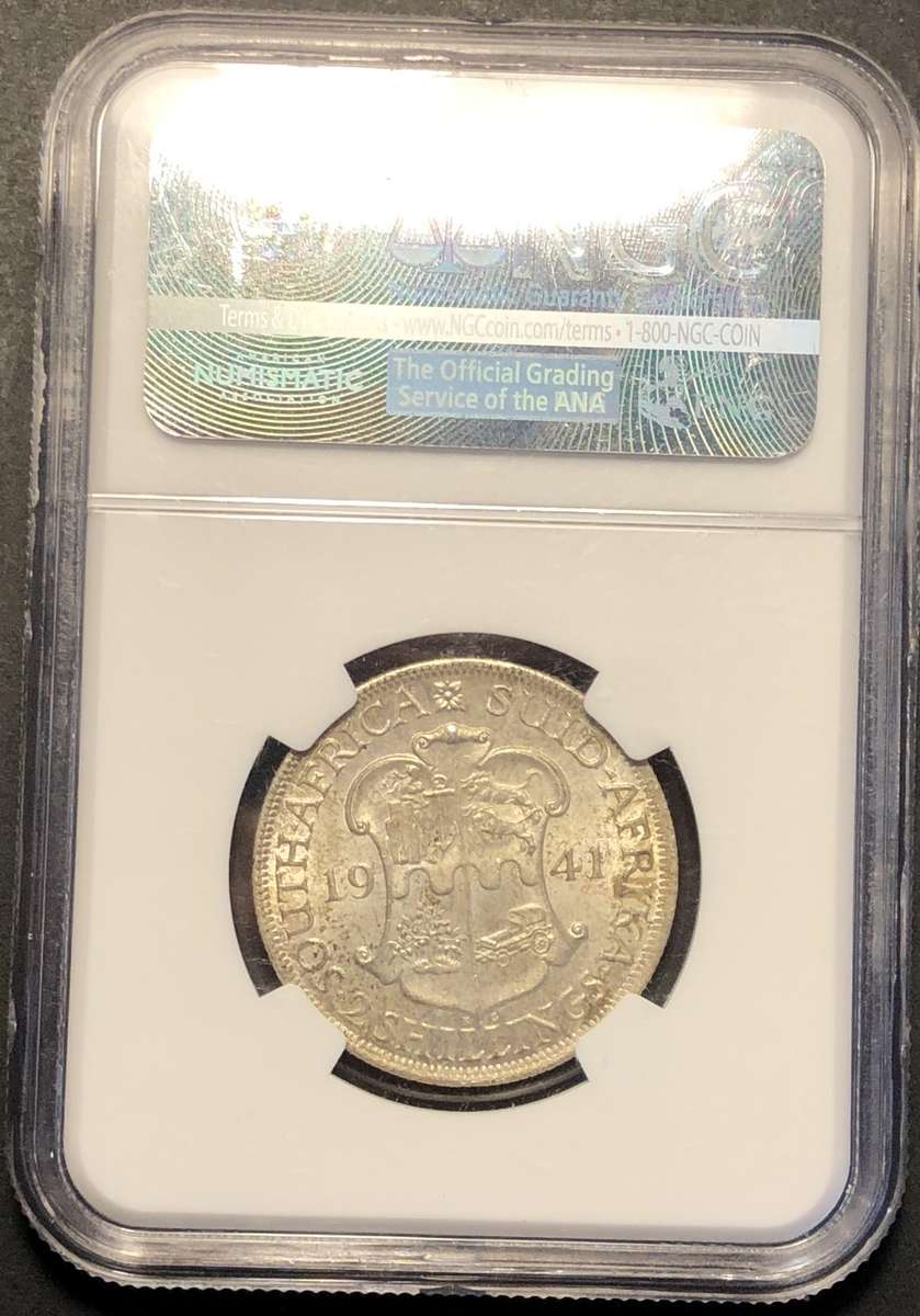 Very nice 1941 SA Union silver 2 shilling coin graded MS63 by NGC