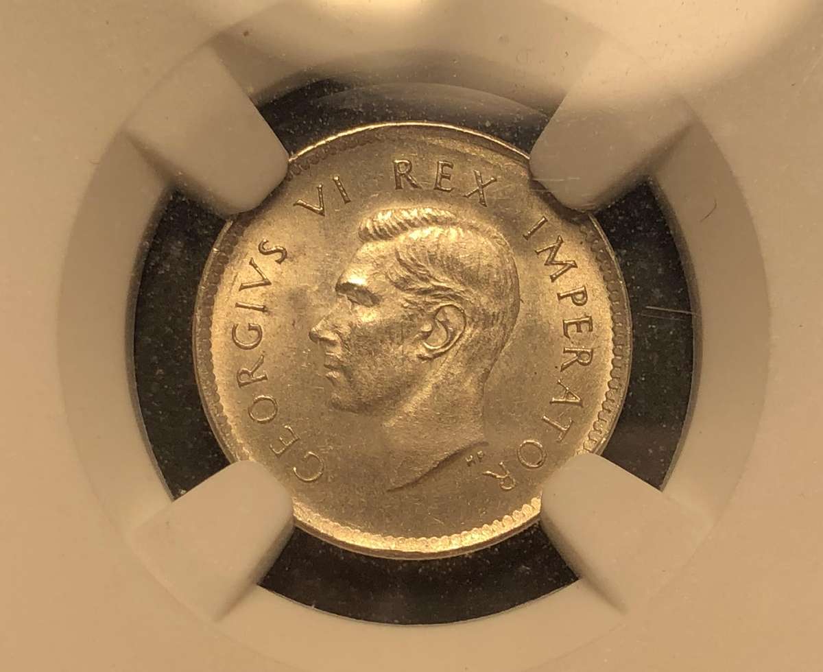 Very Nice MS64 1938 SA Union silver 3 pence coin - NGC Graded