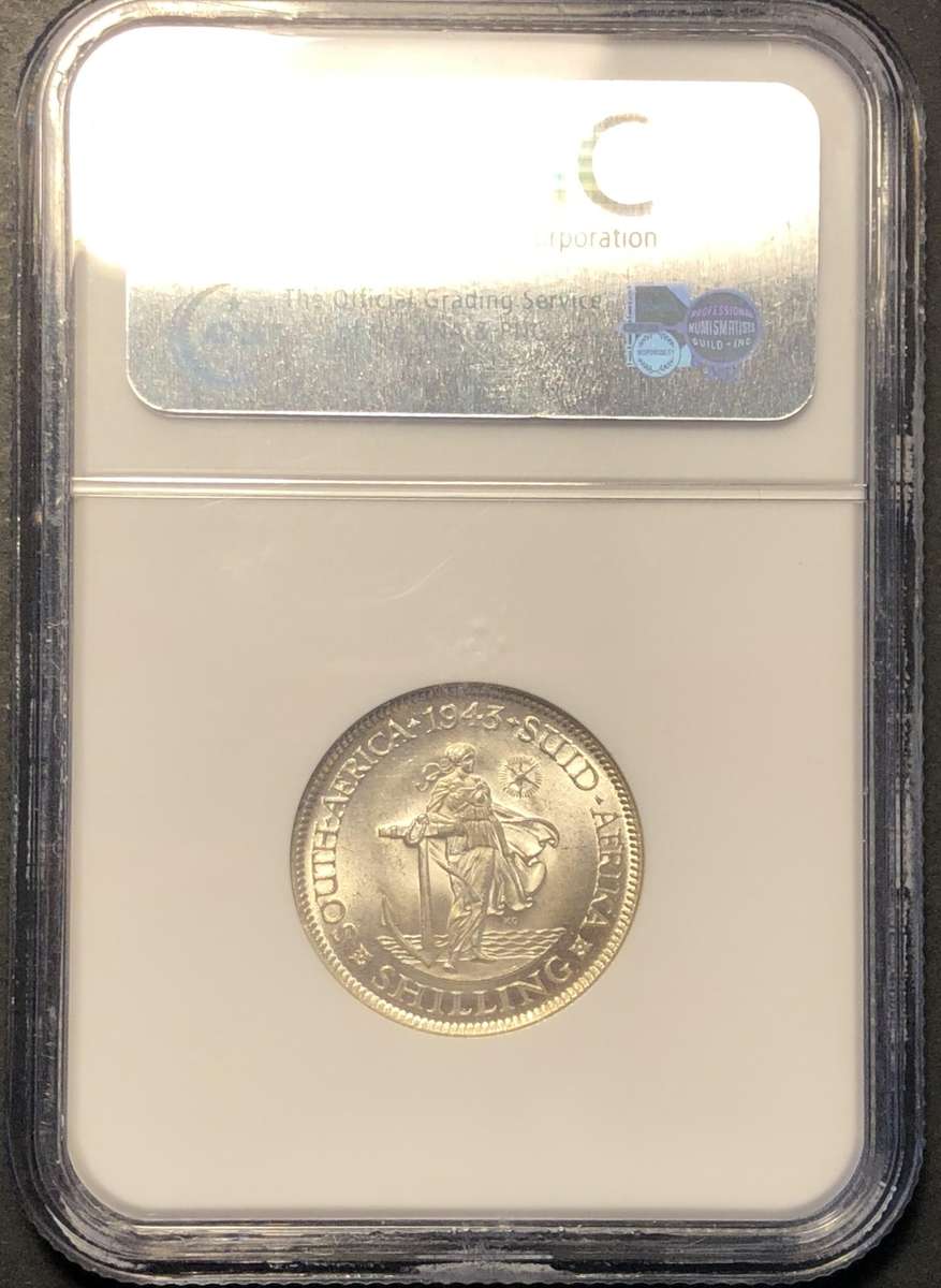 Beautiful 1943 Union silver shilling coin graded MS63 by NGC