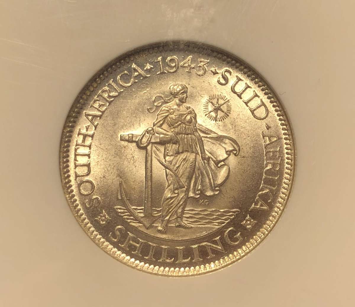 Beautiful 1943 Union silver shilling coin graded MS63 by NGC