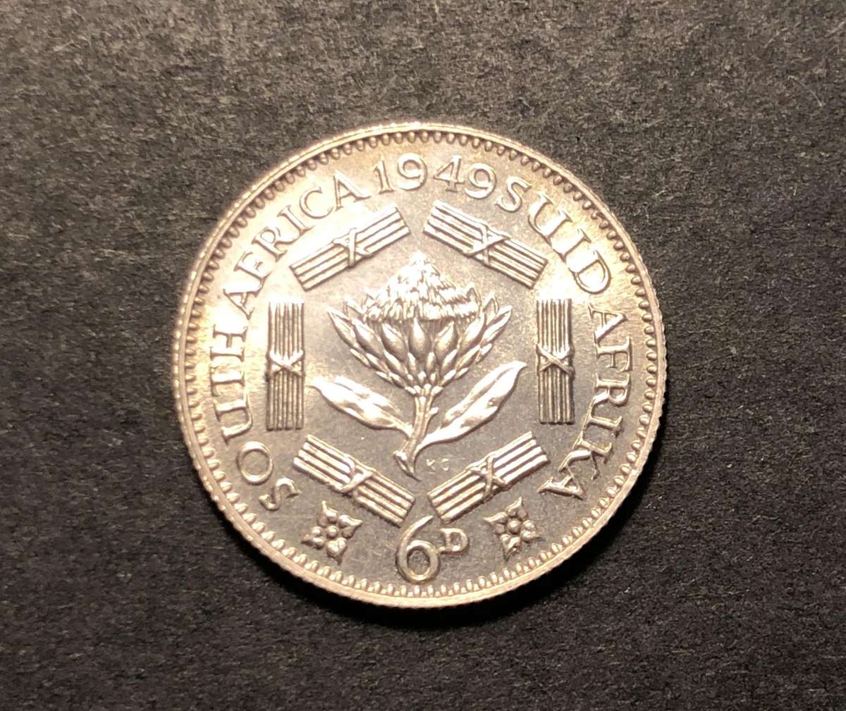 Rare Proof 1949 SA Union silver 6 pence coin - Only 800 proofs minted