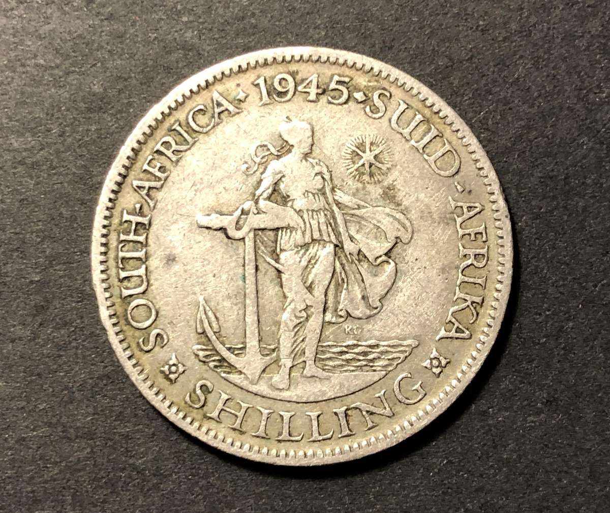 Scarce 1945 SA Union silver shilling coin - Only 54,266 Minted - Nice Coin