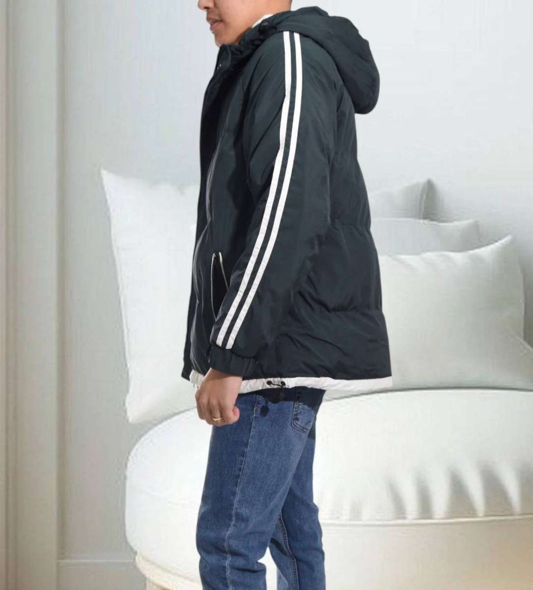 Size 3XL Only Mens Green Hooded Puffer Jacket