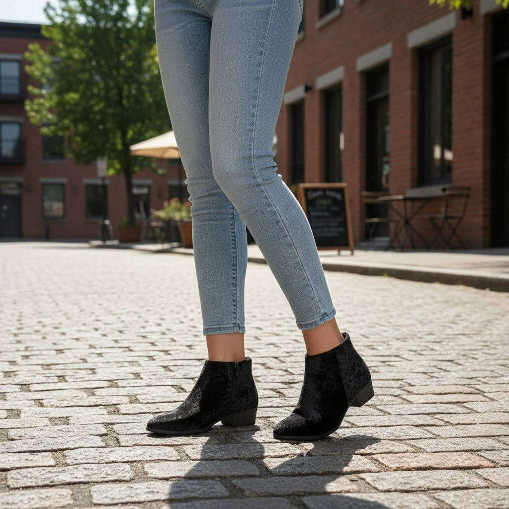 Size 6.5 ONLY -  Women's velvet spring Ankle Boots with back zipper