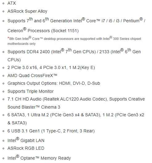 ASROCK B250 GAMING K4  ** GAMING MOTHERBOARD ** GOOD CONDITION ** WARRANTY **