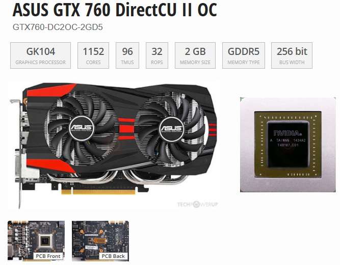 ASUS GTX 760 2GB DIRECT CU II OC ** GAMING GRAPHICS CARD ** GOOD CONDITION ** WARRANTY **