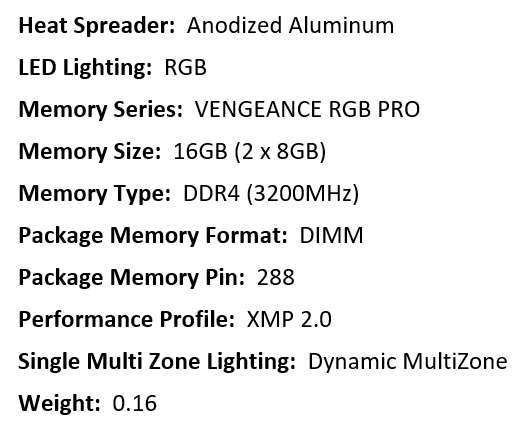 CORSAIR VENGEANCE RGB PRO DDR4 16GB (2x8GB) 3200MHZ ** GAMING RAM ** GOOD CONDITION ** WARRANTY **