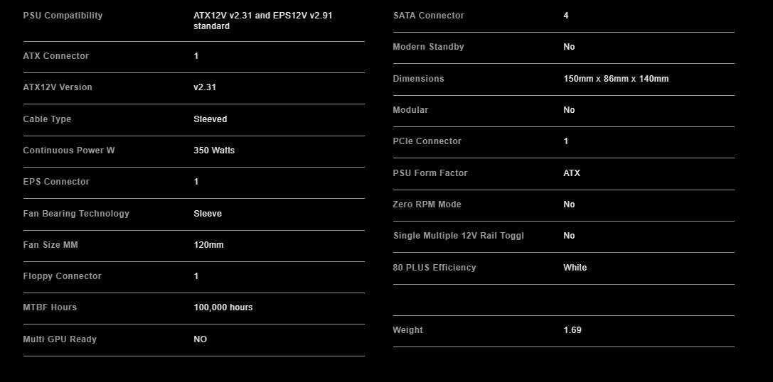 CORSAIR VS350 ** POWER SUPPLY ** GOOD CONDITION ** WARRANTY **
