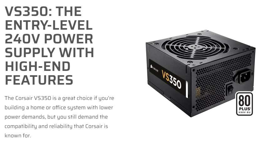 CORSAIR VS350 ** POWER SUPPLY ** GOOD CONDITION ** WARRANTY **