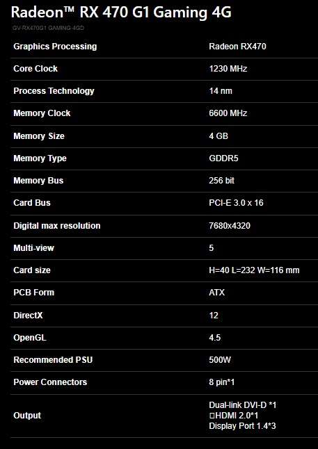 GIGABYTE RX470 G1 GAMING 4GB ** GAMING GRAPHICS CARD ** GOOD CONDITION ** WARRANTY **