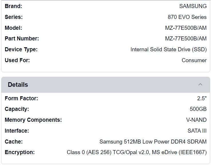 SAMSUNG 870 EVO ** SATA III 2.5''  500GB SSD ** EXCELLENT CONDITION ** WARRANTY **