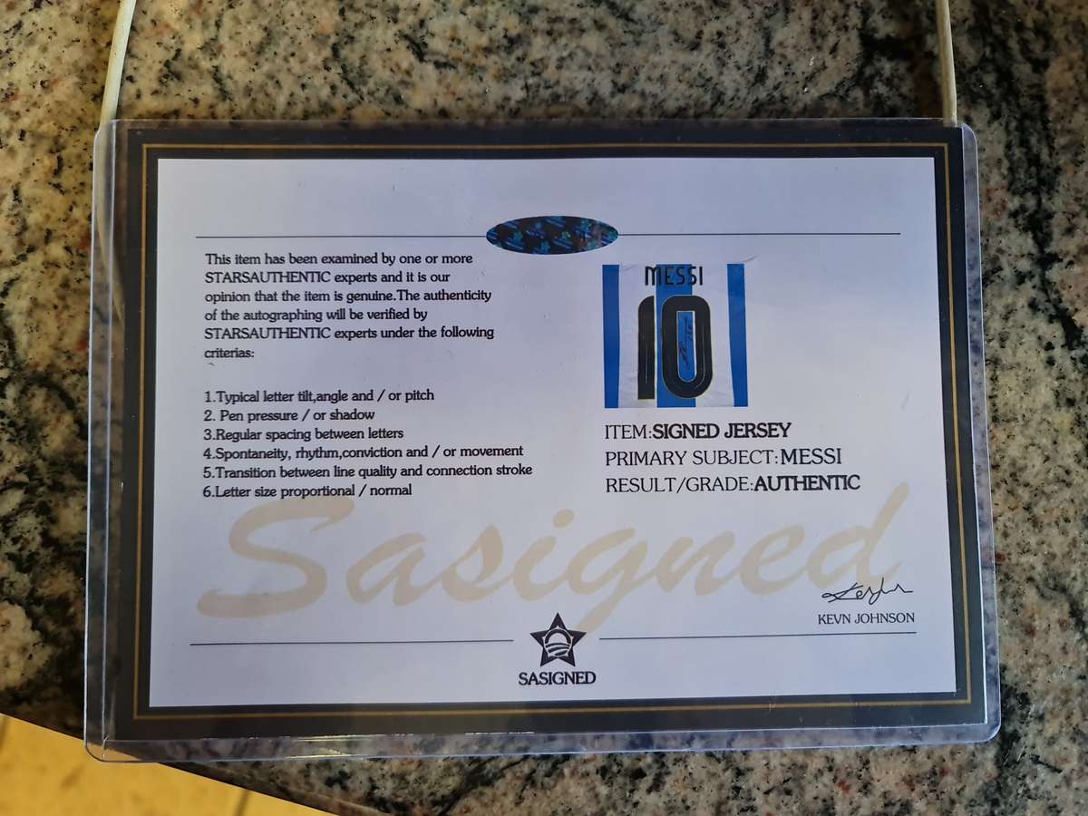 Lionel messi signed jersey with coa