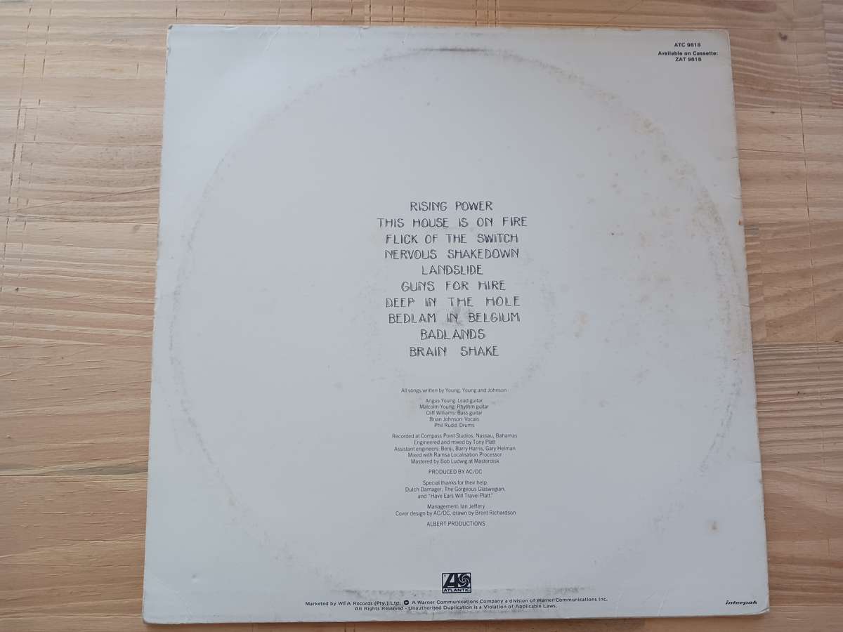 AC/DC - Flick of the Switch ( Scarce 1983 SA  released LP.)