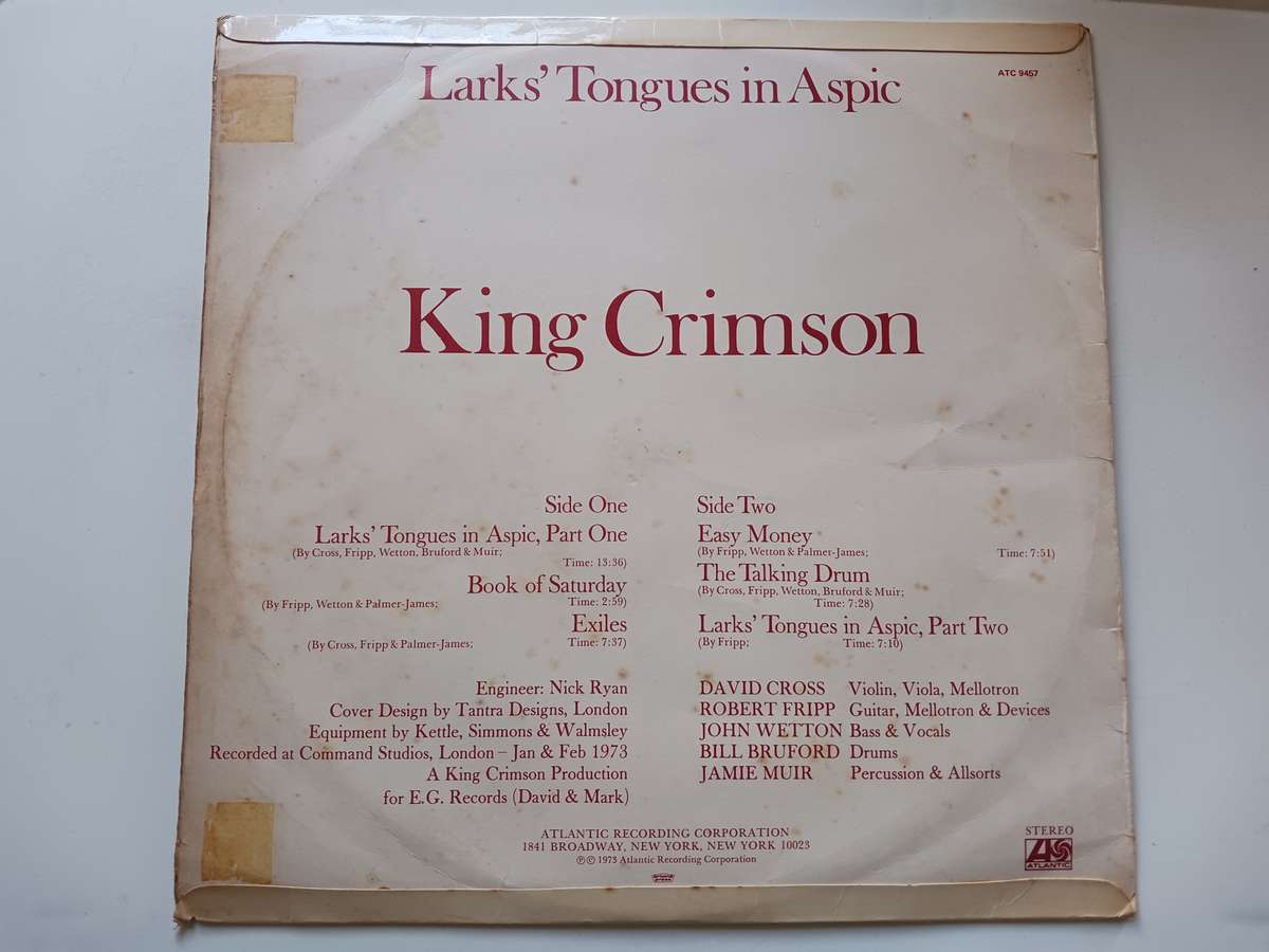 King Crimson - Larks' Tongues in Aspic  ( Scarce 1973 SA pressed LP )