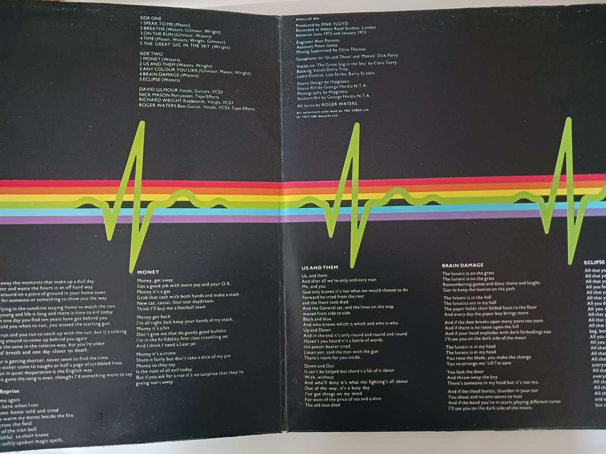 Pink Floyd - The Dark Side of the Moon  ( scarce 1973 SA released  LP - solid blue inverted prism )