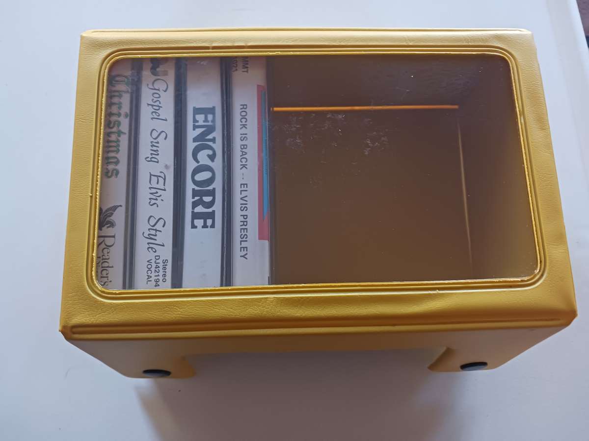 Music Cassette Storage Case plus 4 Elvis Tapes.