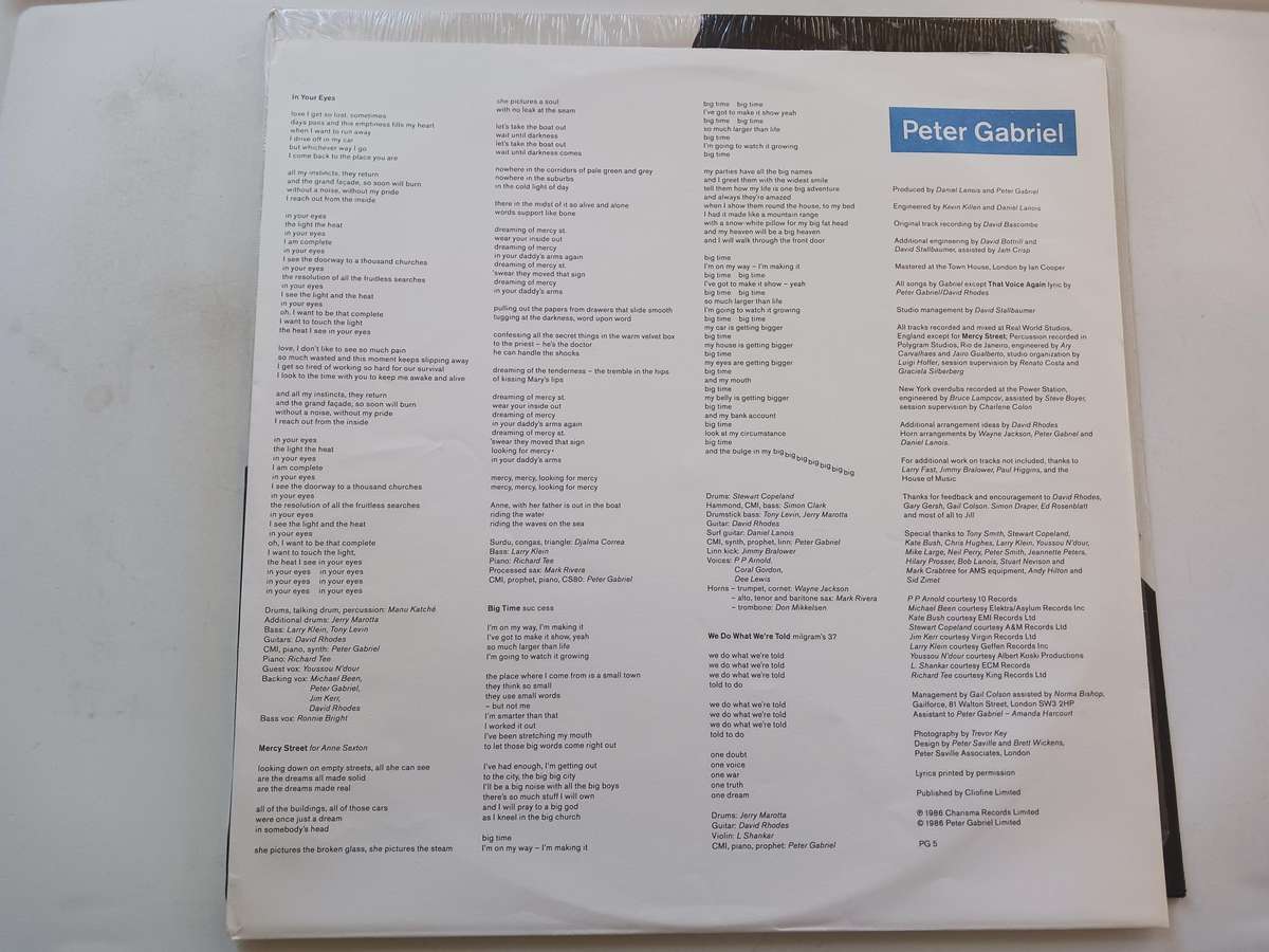 Peter Gabriel - So  ( Scare 1986 SA released NM/NM LP )