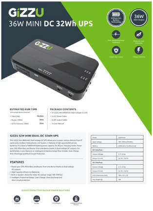 Gizzu Gudp36W Mini Ups
