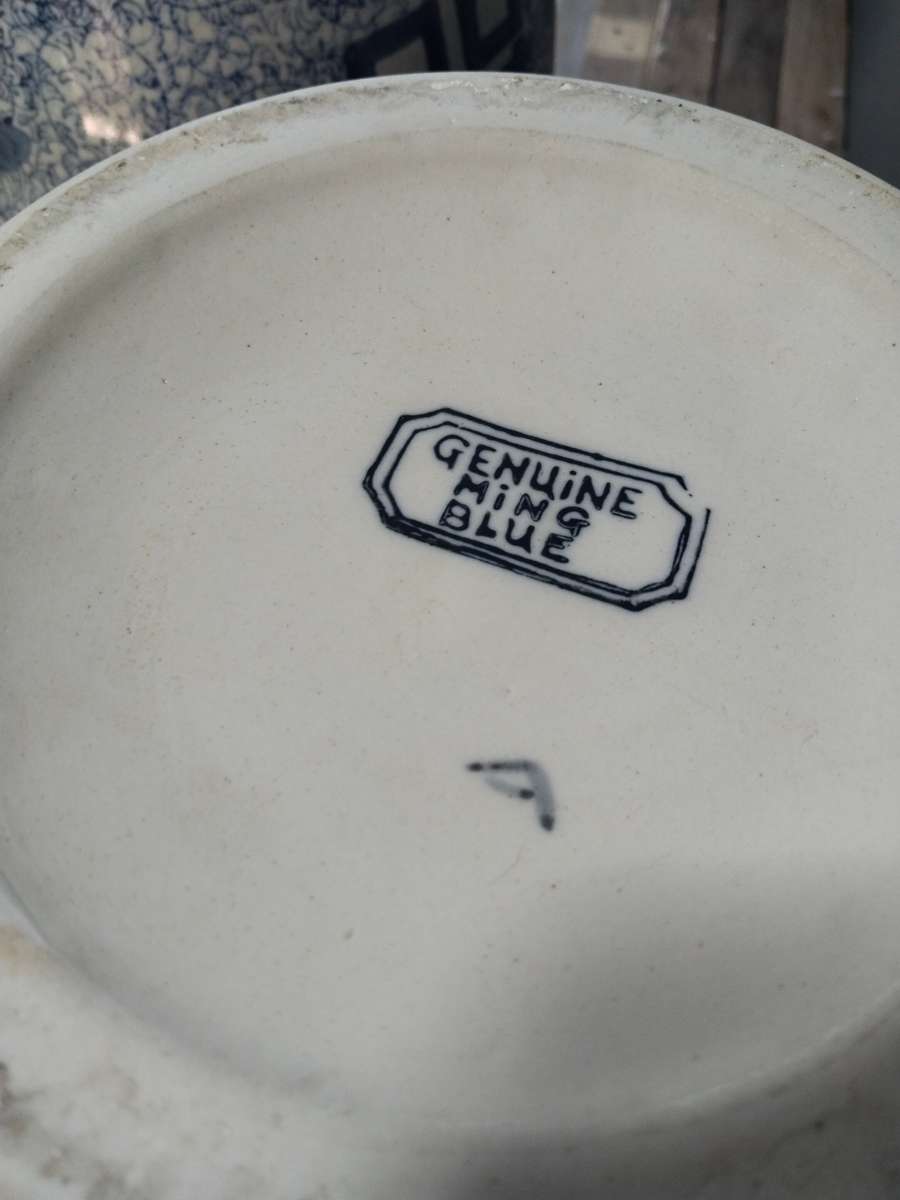 Large Blue and White Pair Chinese Vases with Lids