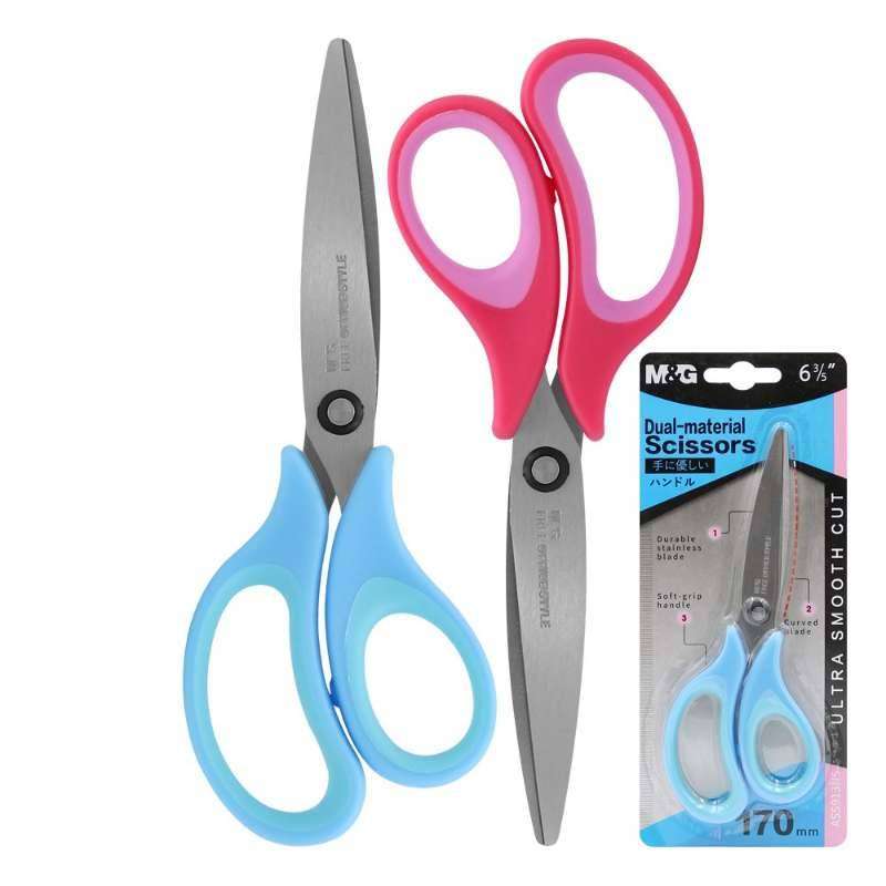 M&G 170mm(6 3/5")Dual-Material Scissors-Curved Blade Soft-Grip Scissors