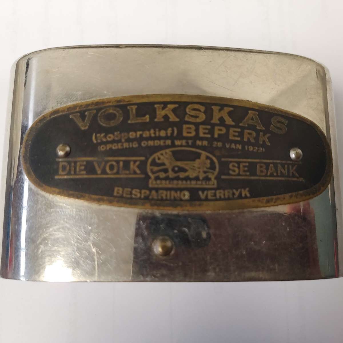 Vintage Volkskas Berperk Money Box with key