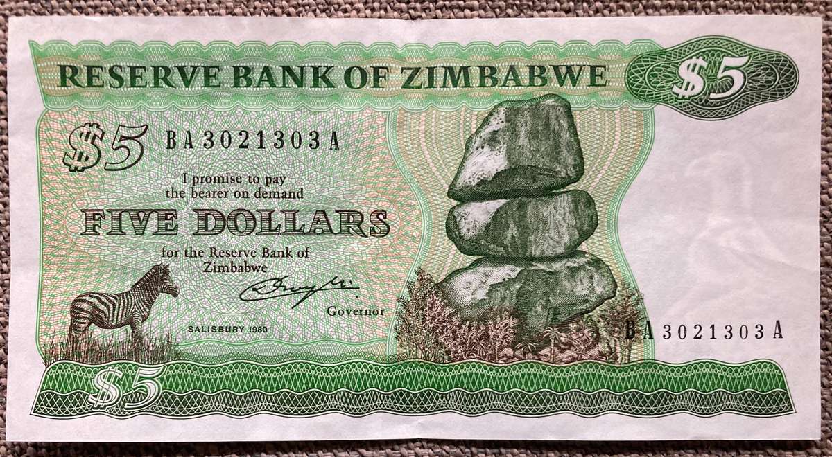 Zimbabwe 1980 $5 P2a Salisbury RARE