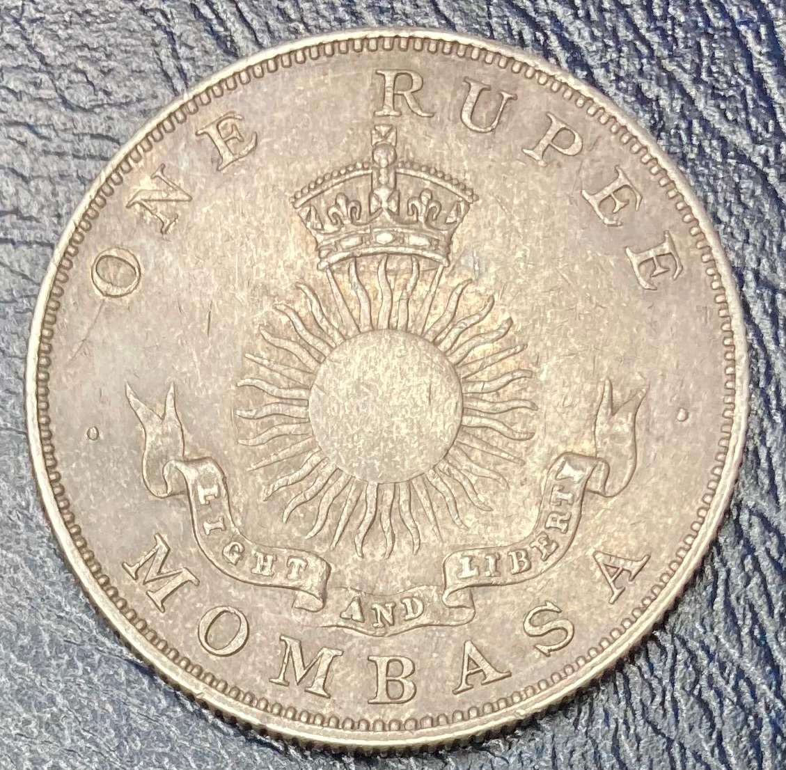 British East Africa 1888 Mombasa Rupee 0.917 Silver