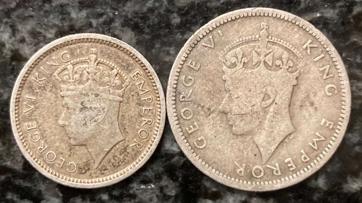 Souther Rhodesia 1937 3d 1942 6d 0.925 silver