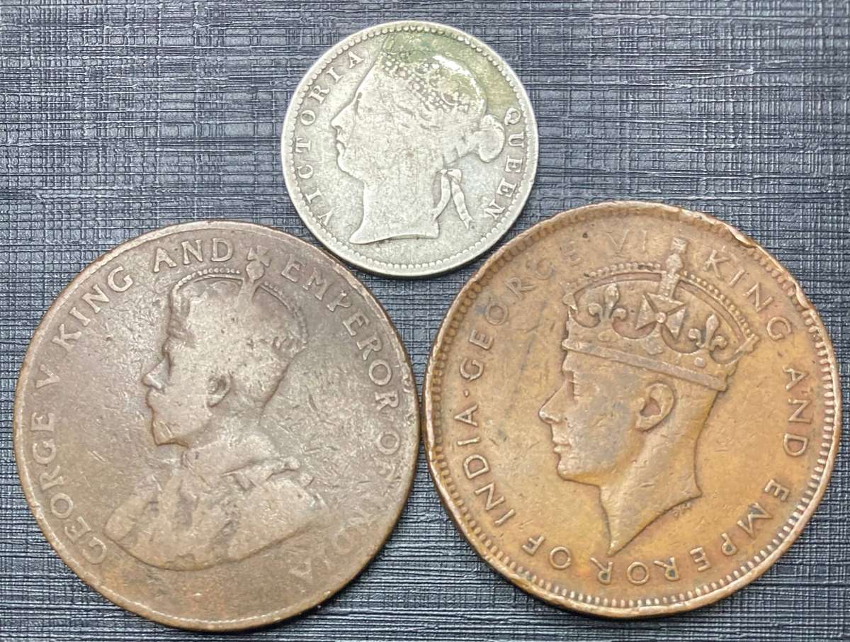 Mauritius 20 cents (.8 silver) & 5 cents lot