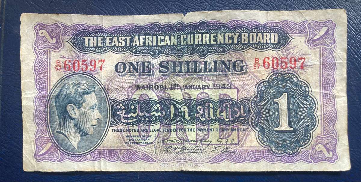 East Africa 1 Shilling 1943 (Scarce WW2 note)