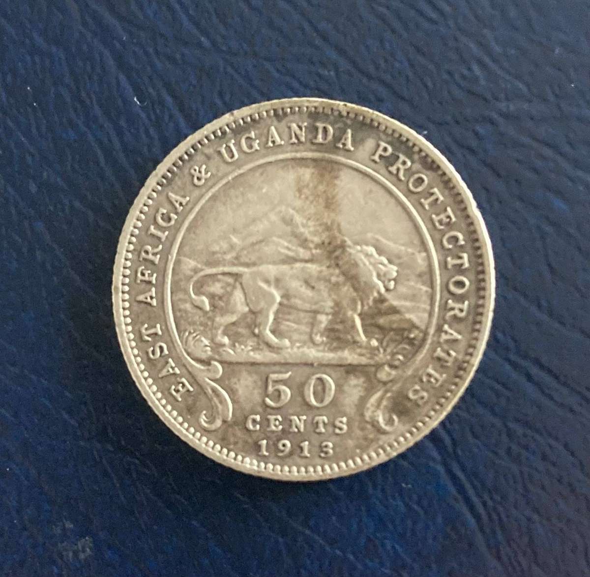 East Africa 50 Cents 1913 (0.8 Silver) Rare