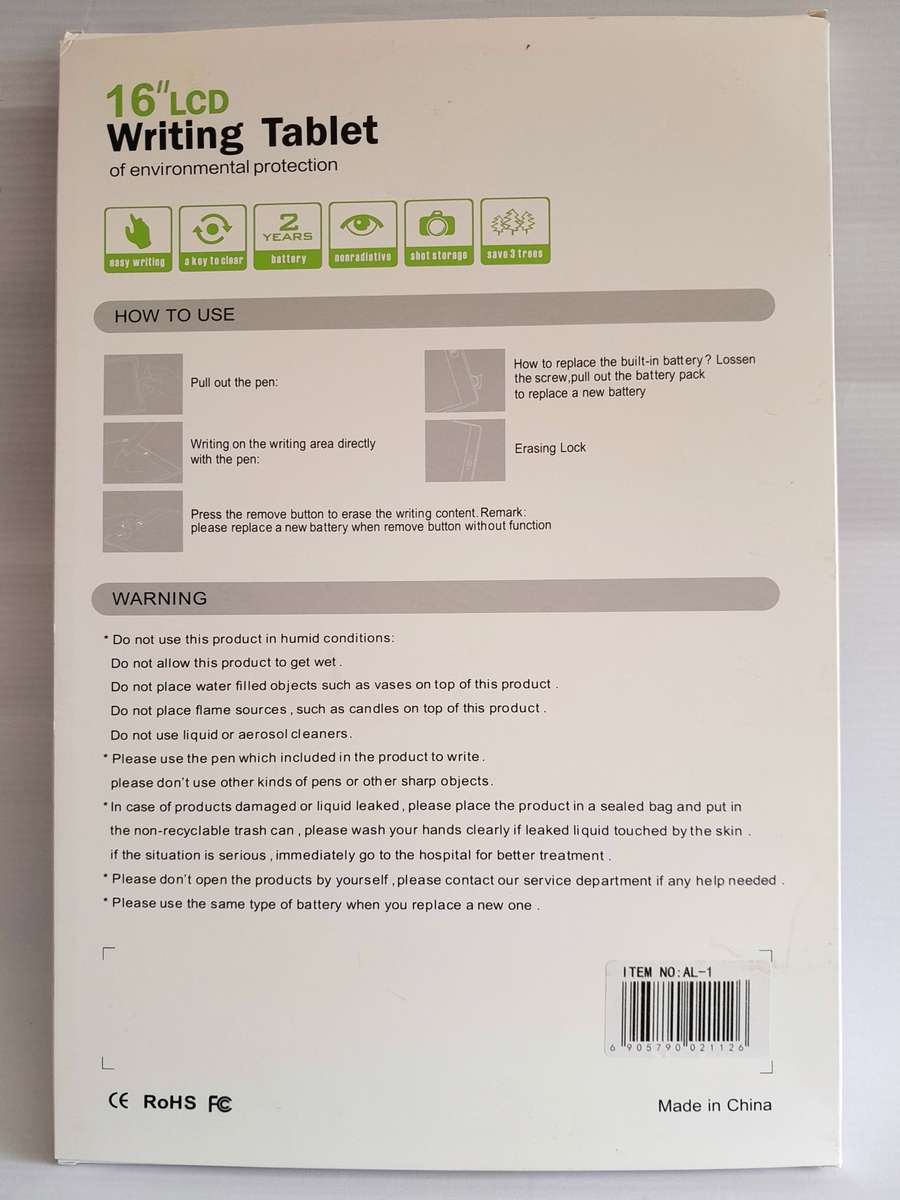 LCD 16 Inch Writing Tablet With Stylus