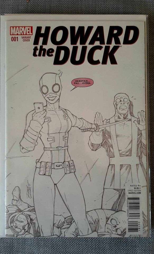 FIRST APPEARANCE OF GWENPOOL howard the duck #001 2015 sketch gwenpool cover