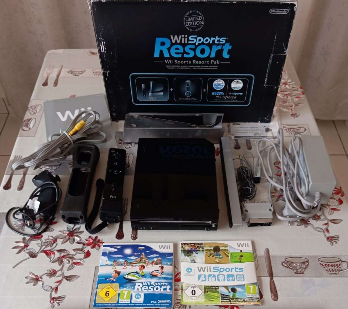 boxed wii console with wii sports and sports resort bundle