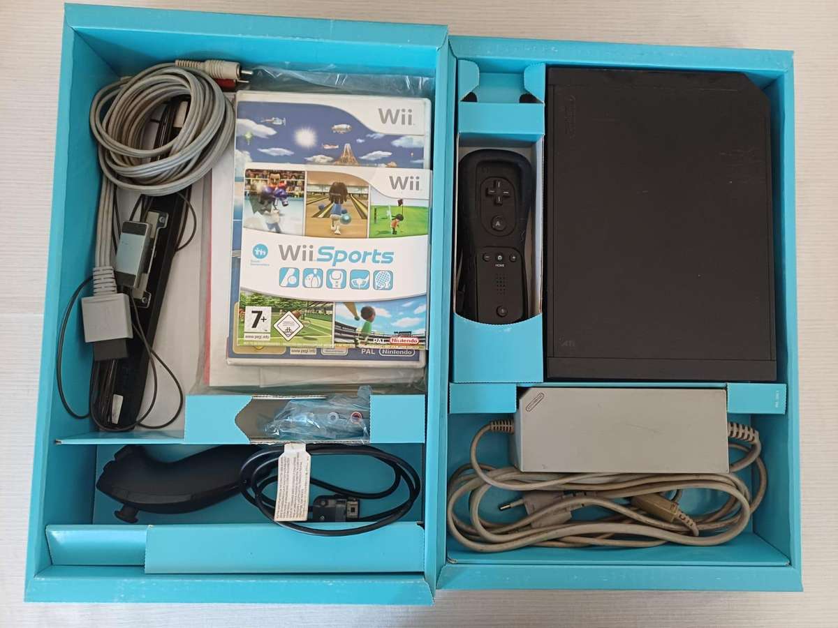 boxed wii console with wii sports and sports resort bundle