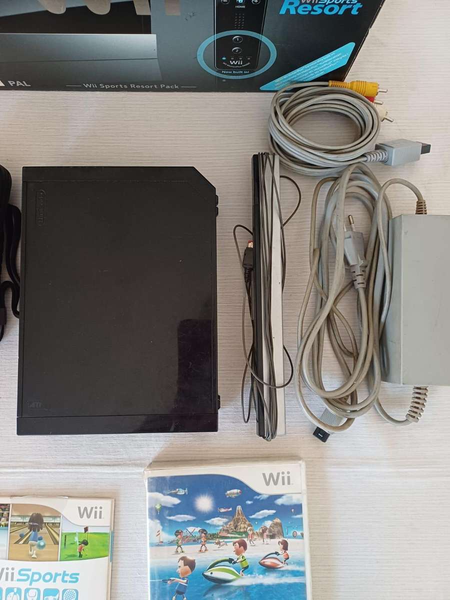 boxed wii console with wii sports and sports resort bundle
