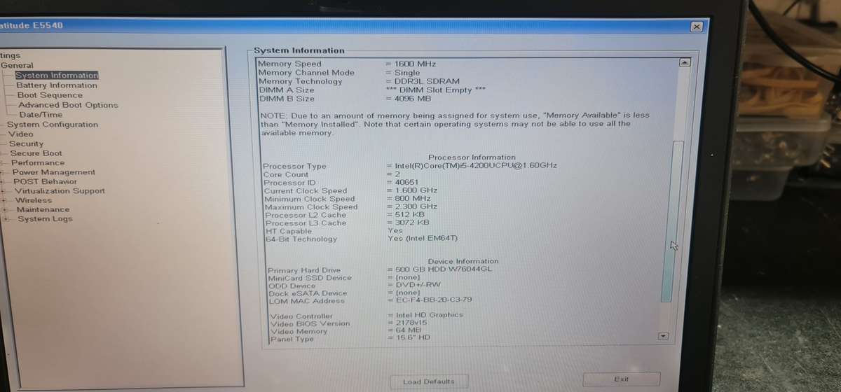 Dell i5 E5540 (Fixer Upper) (For Spares or Repair) (Switches on!)