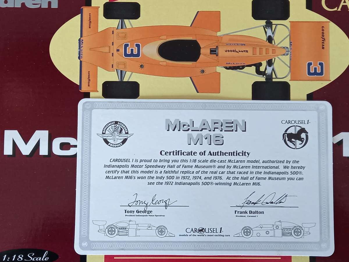 McLaren M16 Indy car - 1974 Indianapolis winner - Rutherford - Carousel 1/18