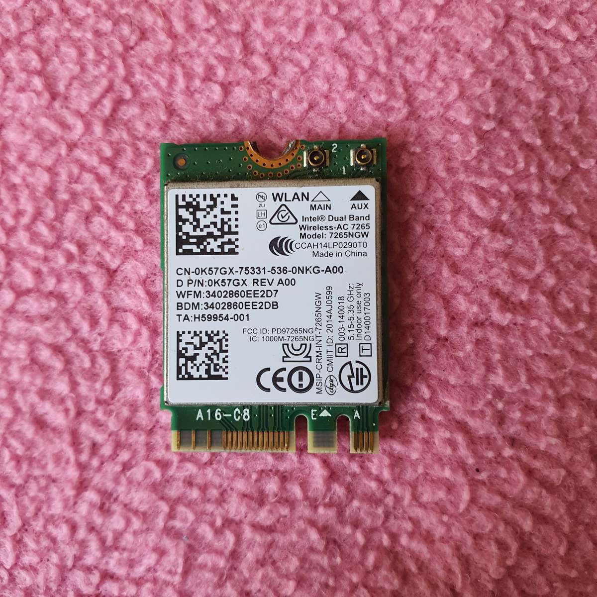 Dell Latitude E7250 | Intel Dual Band Wireless-AC 7265 Wi-Fi + Bluetooth 4.0 Card