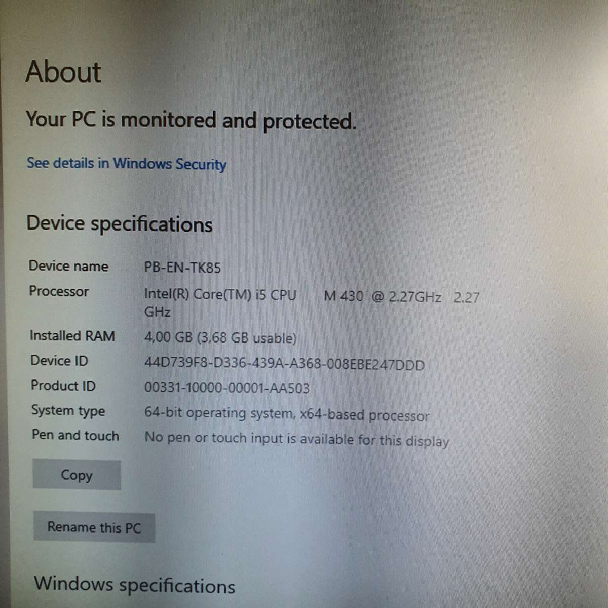 PackardBell EasyNote TK85 (Laptop Base) | i5-M430 | 2.27GHz | 4GB RAM | 160GB HDD (READ)