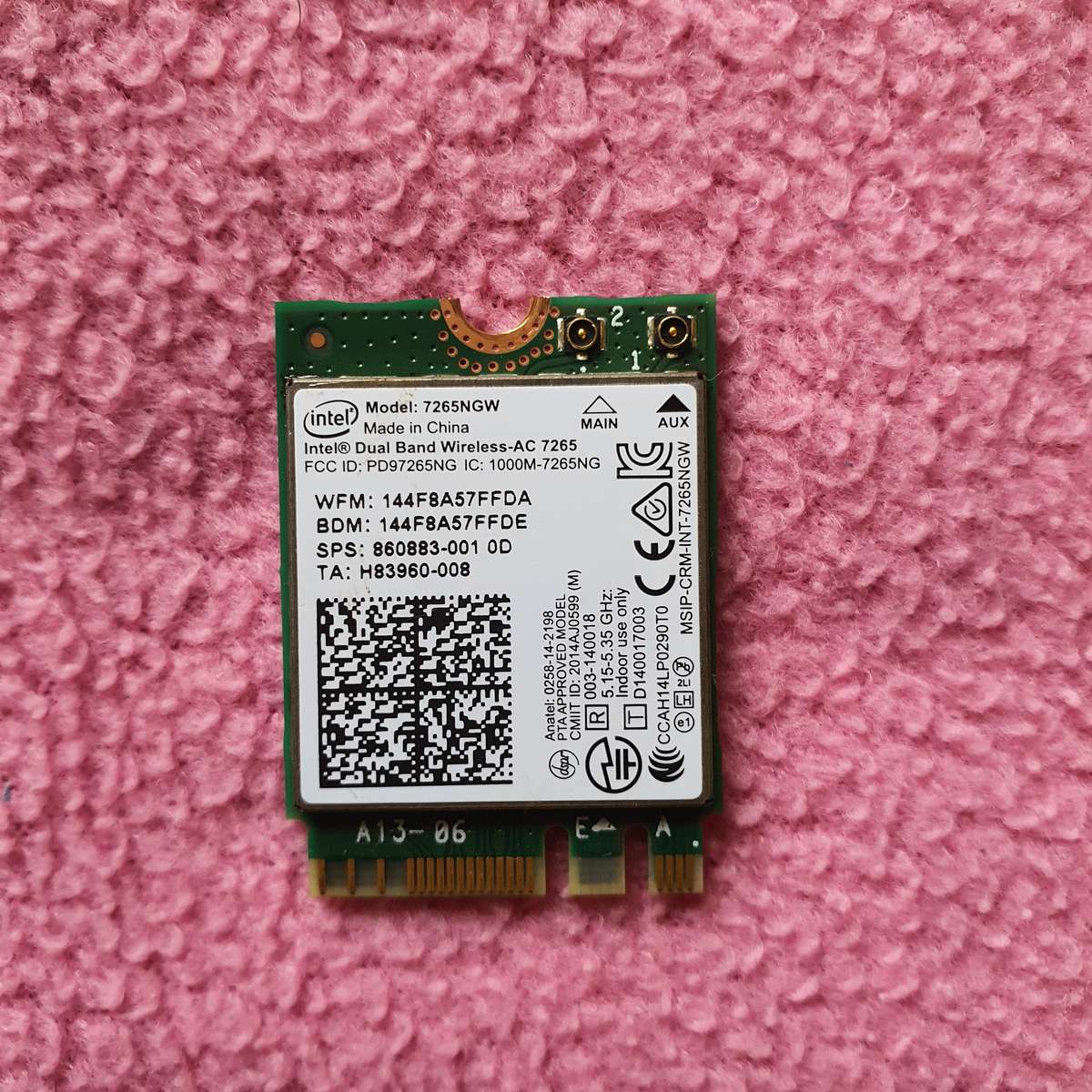 Intel Dual Band Wireless-AC 7265 Wi-Fi + Bluetooth 4.0 Card
