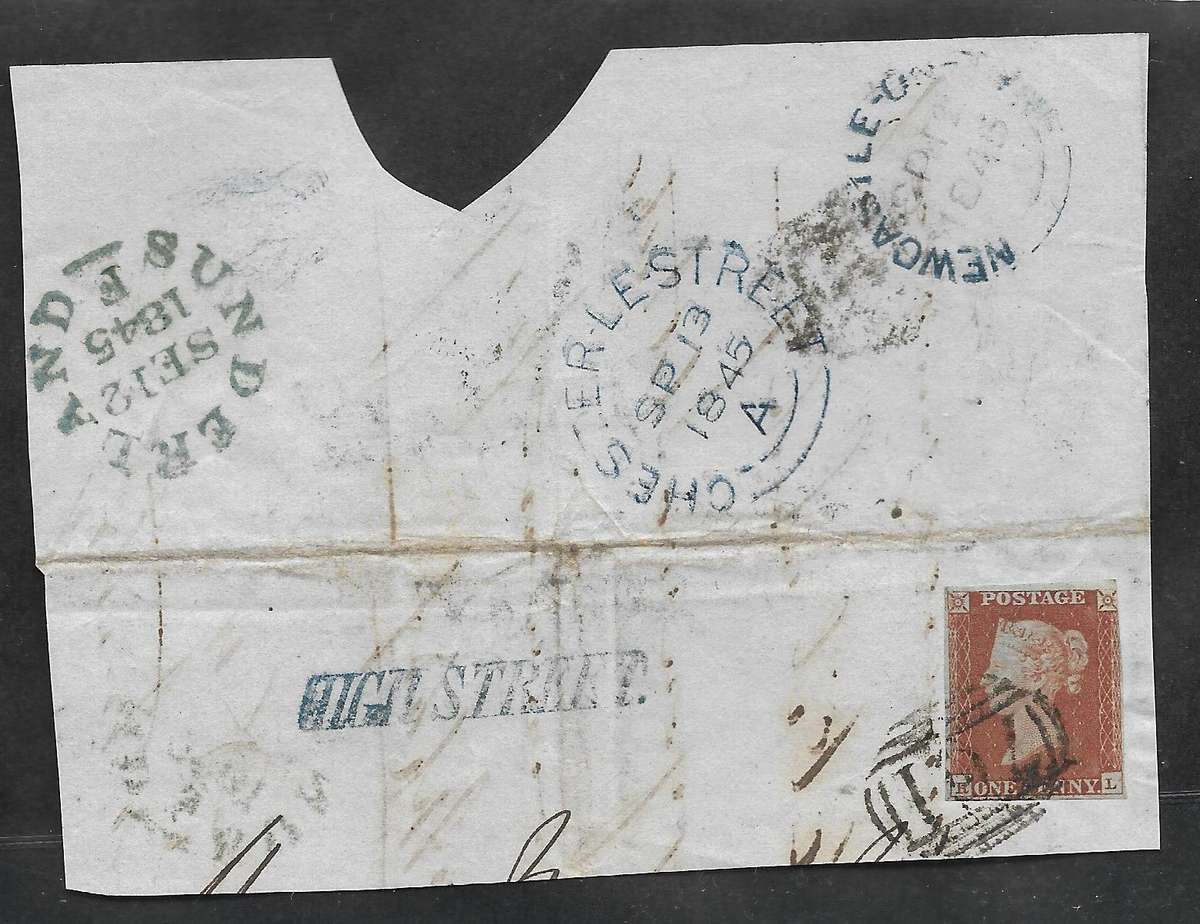 GREAT BRITAIN IMPERF PENNY REDS  ON PART COVER/PIECE (NO 7)