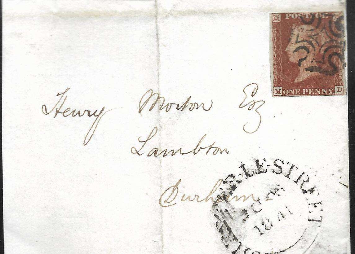 GREAT BRITAIN     1 Penny Red on part cover Maltese Cross Cancel  (PRED_6)