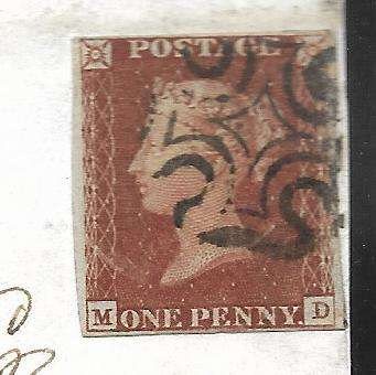 GREAT BRITAIN     1 Penny Red on part cover Maltese Cross Cancel  (PRED_6)