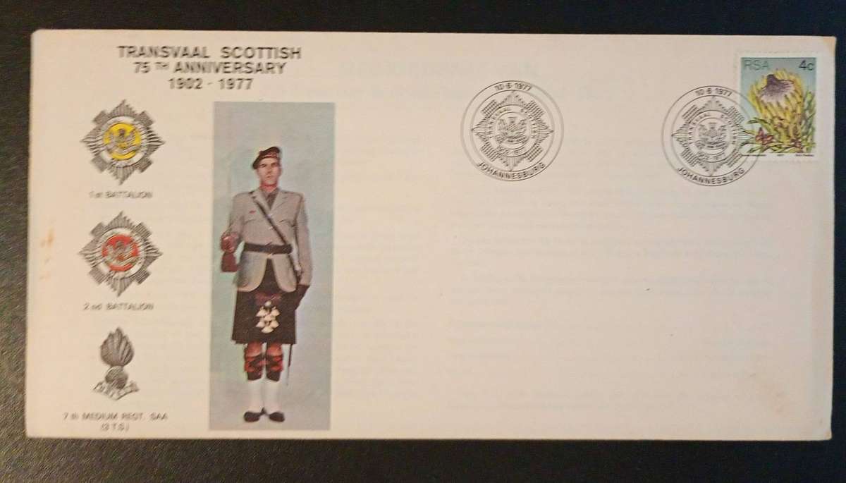 1977 RSA Transvaal Scottish 75th Anniversary Commemoration Cover